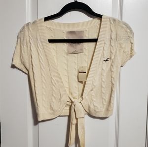 Hollister Cropped front tie sweater size S NWT